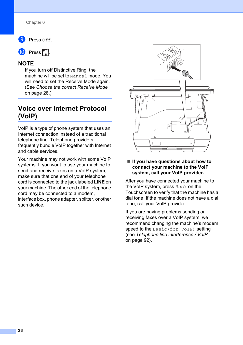 Voice over internet protocol (voip) | Brother MFC-J285DW User Manual | Page 50 / 143