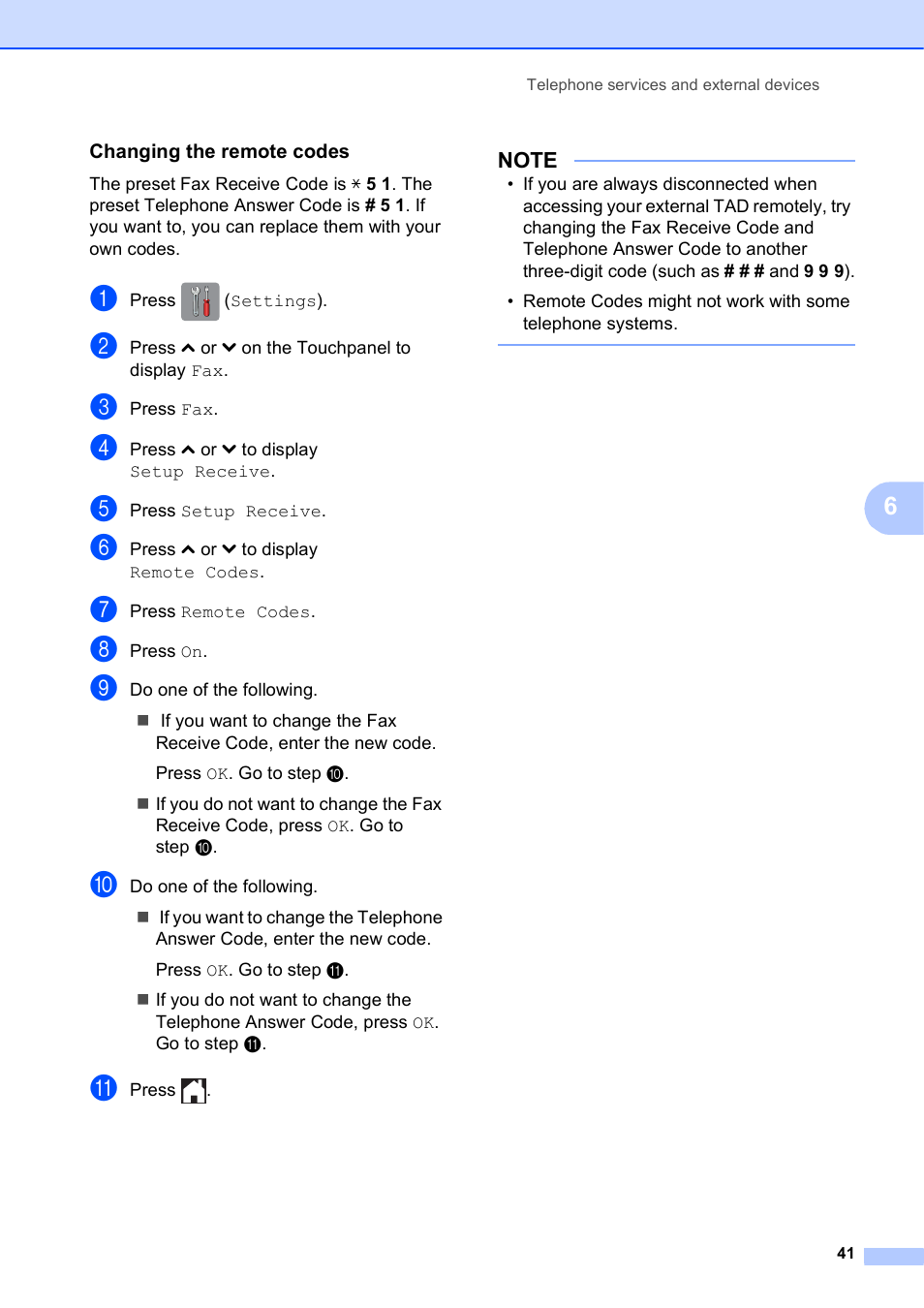 Changing the remote codes | Brother MFC-J285DW User Manual | Page 55 / 143