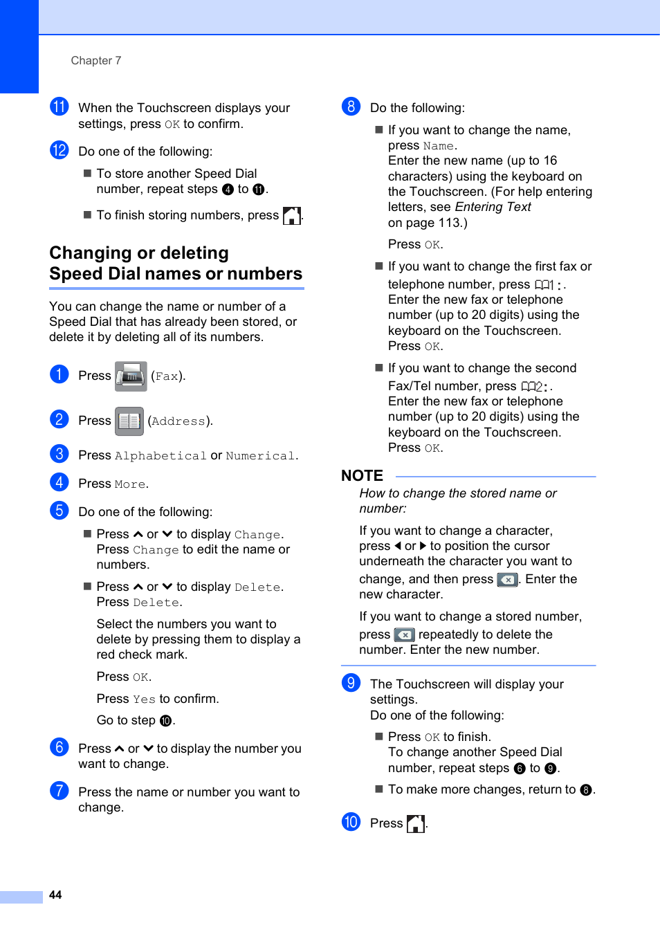 Changing or deleting speed dial names or numbers | Brother MFC-J285DW User Manual | Page 58 / 143