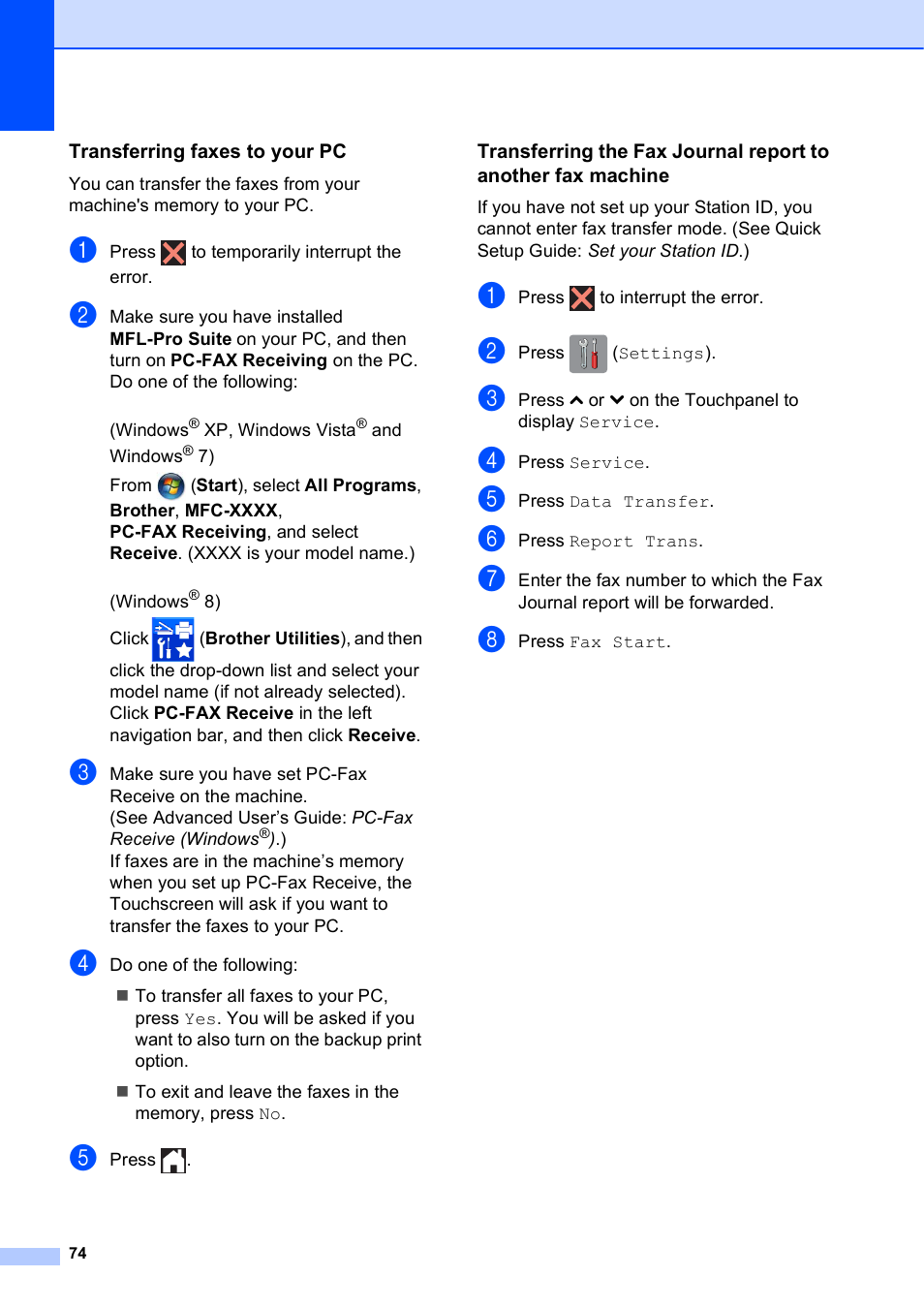 Transferring faxes to your pc | Brother MFC-J285DW User Manual | Page 88 / 143
