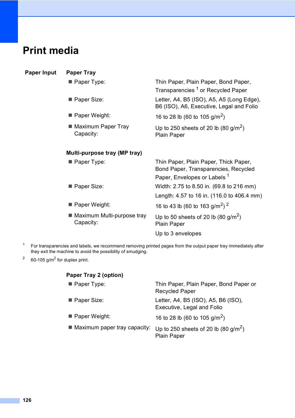 Print media | Brother DCP-8085DN User Manual | Page 139 / 156