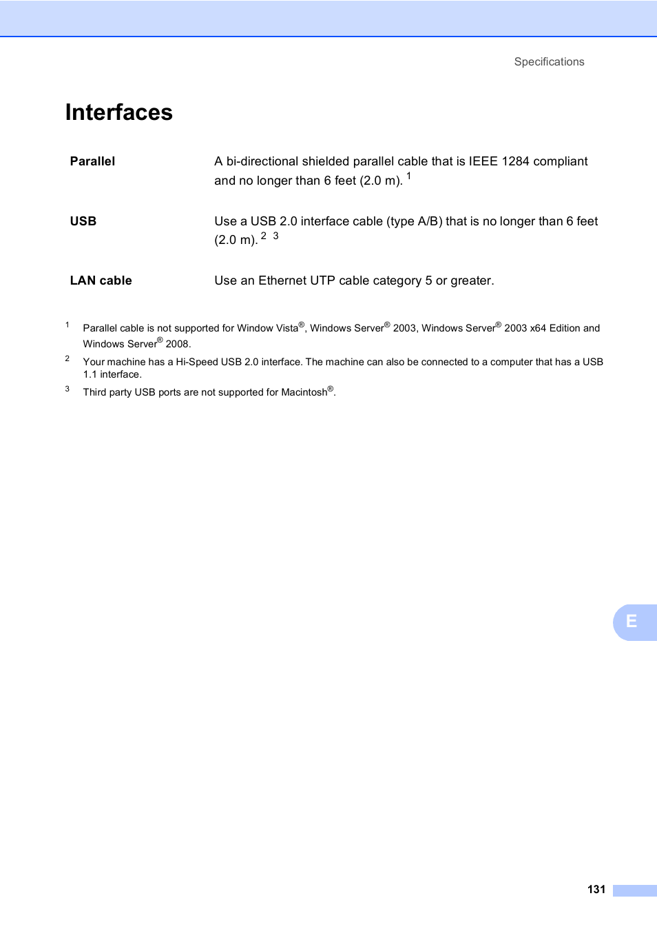 Interfaces | Brother DCP-8085DN User Manual | Page 144 / 156