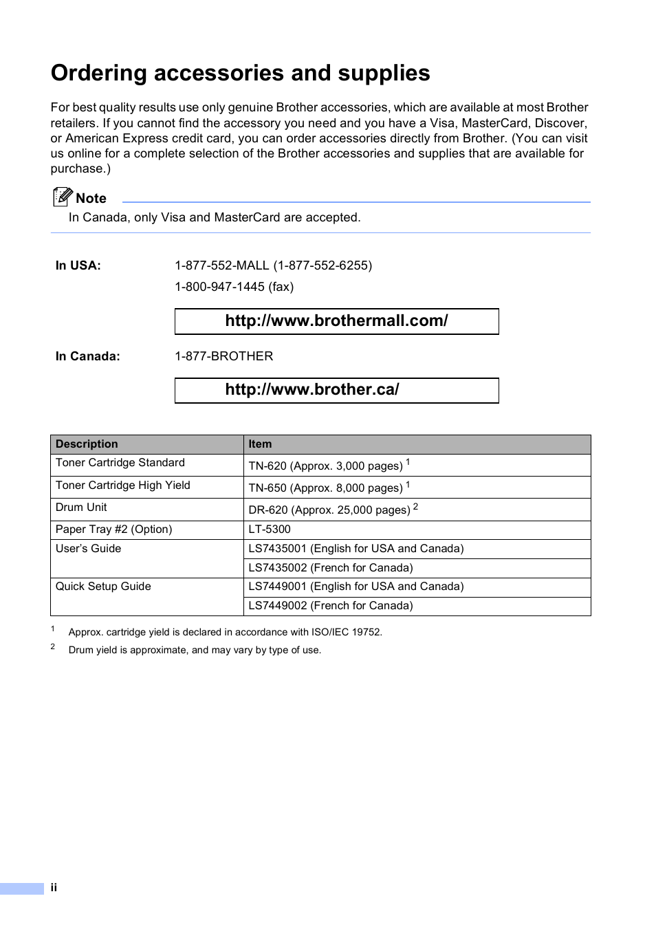 Ordering accessories and supplies | Brother DCP-8085DN User Manual | Page 4 / 156