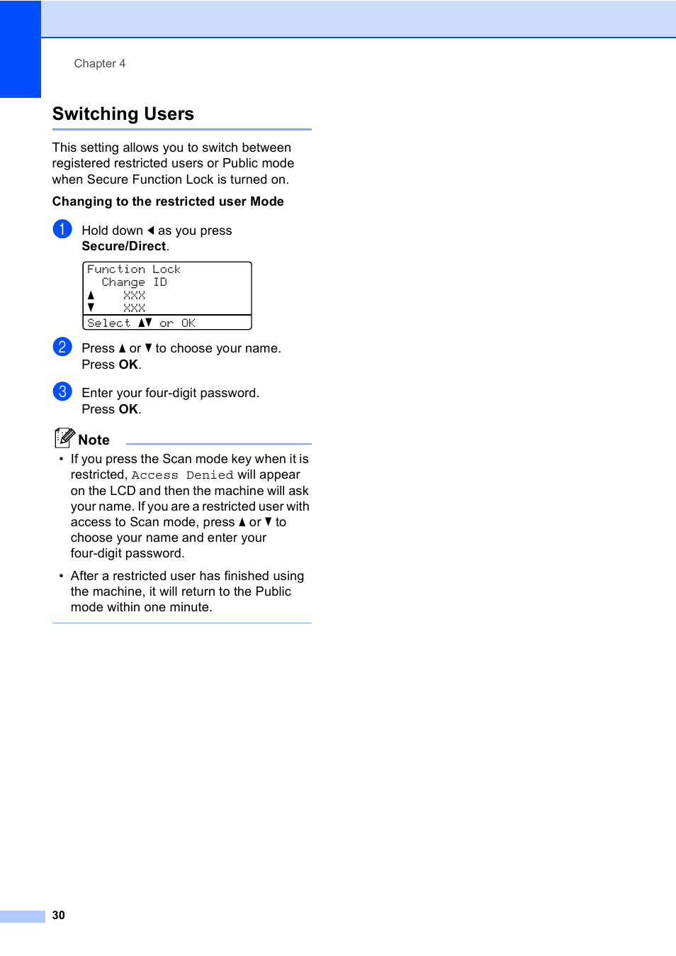 Switching users | Brother DCP-8085DN User Manual | Page 43 / 156
