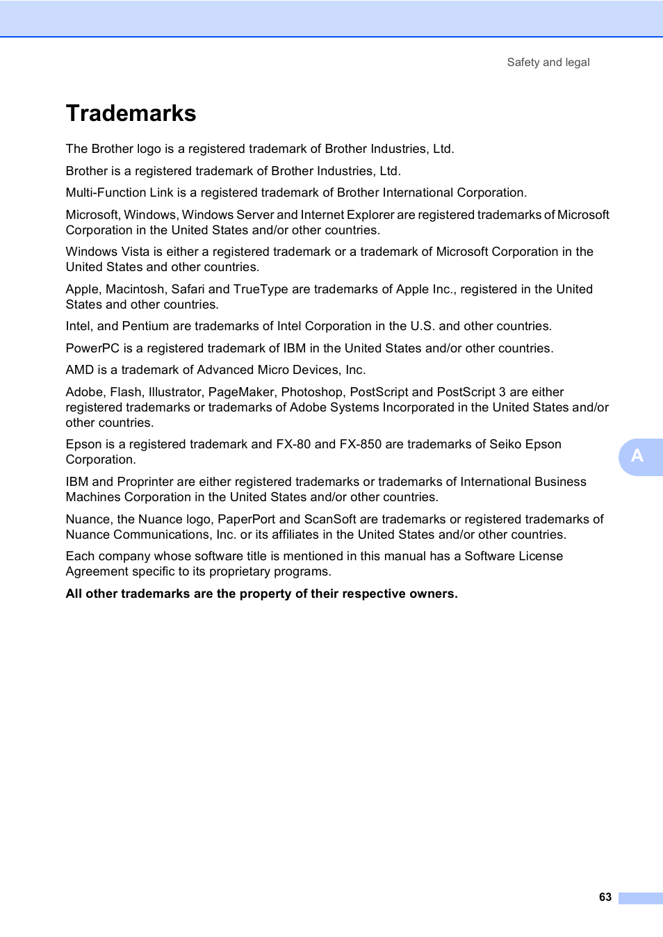 Trademarks | Brother DCP-8085DN User Manual | Page 76 / 156