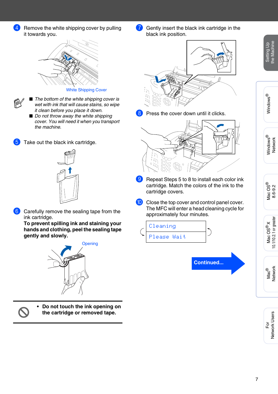 Cleaning please wait | Brother MFC-3320CN User Manual | Page 9 / 42