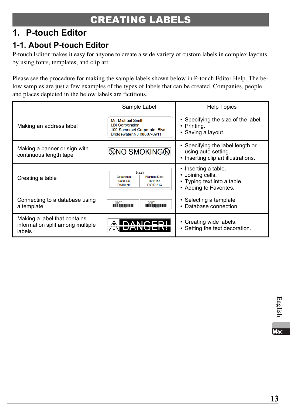 Creating labels, P-touch editor, 1. about p-touch editor | Brother PT-2700 User Manual | Page 14 / 58