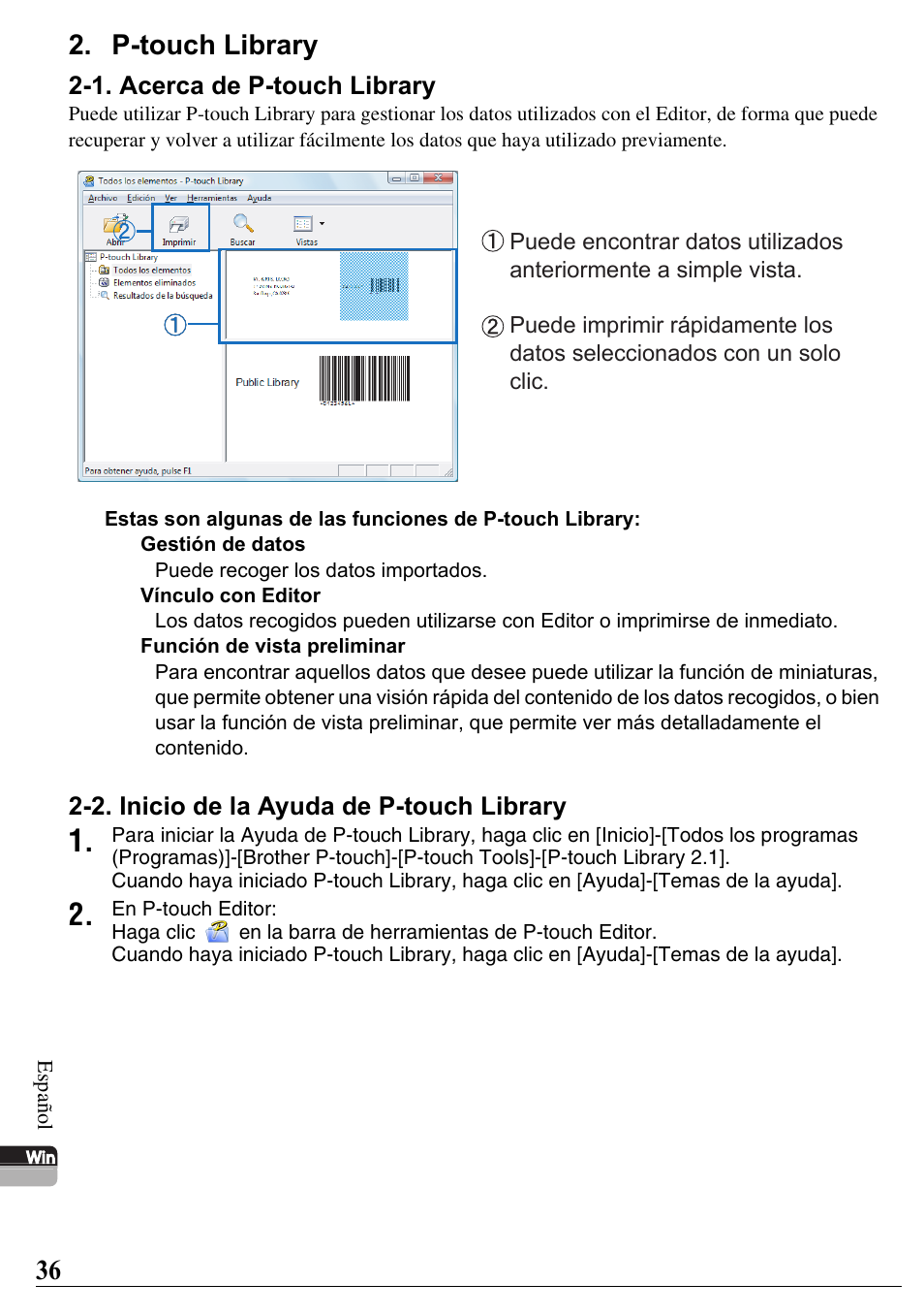 P-touch library | Brother PT-2700 User Manual | Page 37 / 58