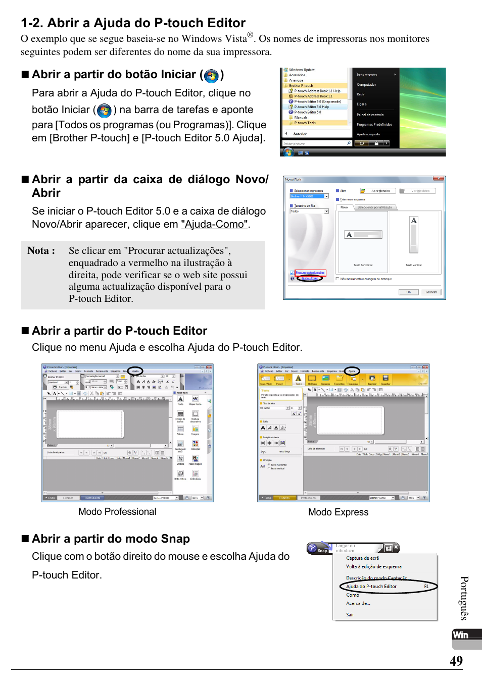 2. abrir a ajuda do p-touch editor | Brother PT-2700 User Manual | Page 50 / 58