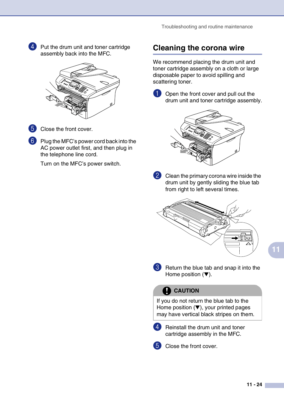 Cleaning the corona wire, Cleaning the corona wire -24 | Brother MFC-7820N User Manual | Page 111 / 156