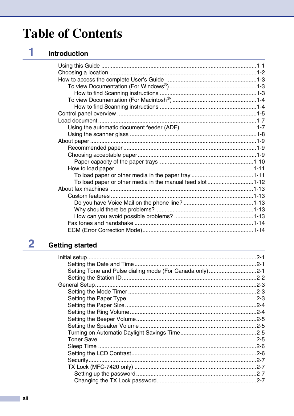 Brother MFC-7820N User Manual | Page 14 / 156