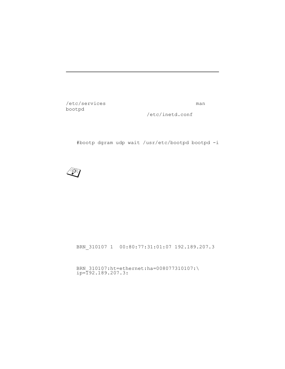 Using bootp to configure the ip address, Using bootp to configure the ip address -9 | Brother HL-8050N User Manual | Page 108 / 134