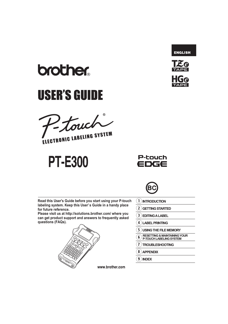 Brother PT-E300 User Manual | 61 pages