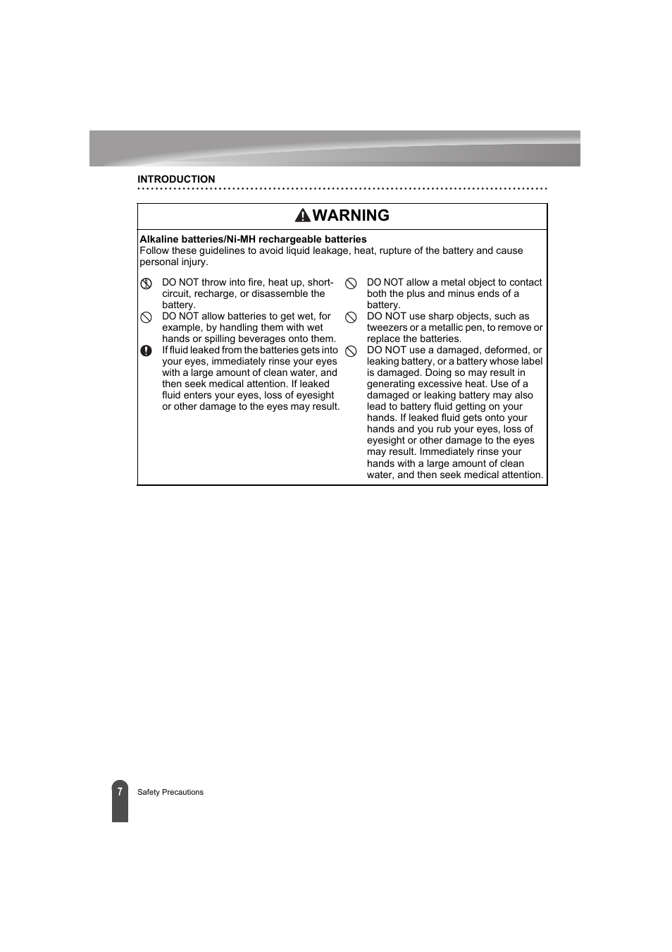 Warning | Brother PT-E300 User Manual | Page 10 / 61