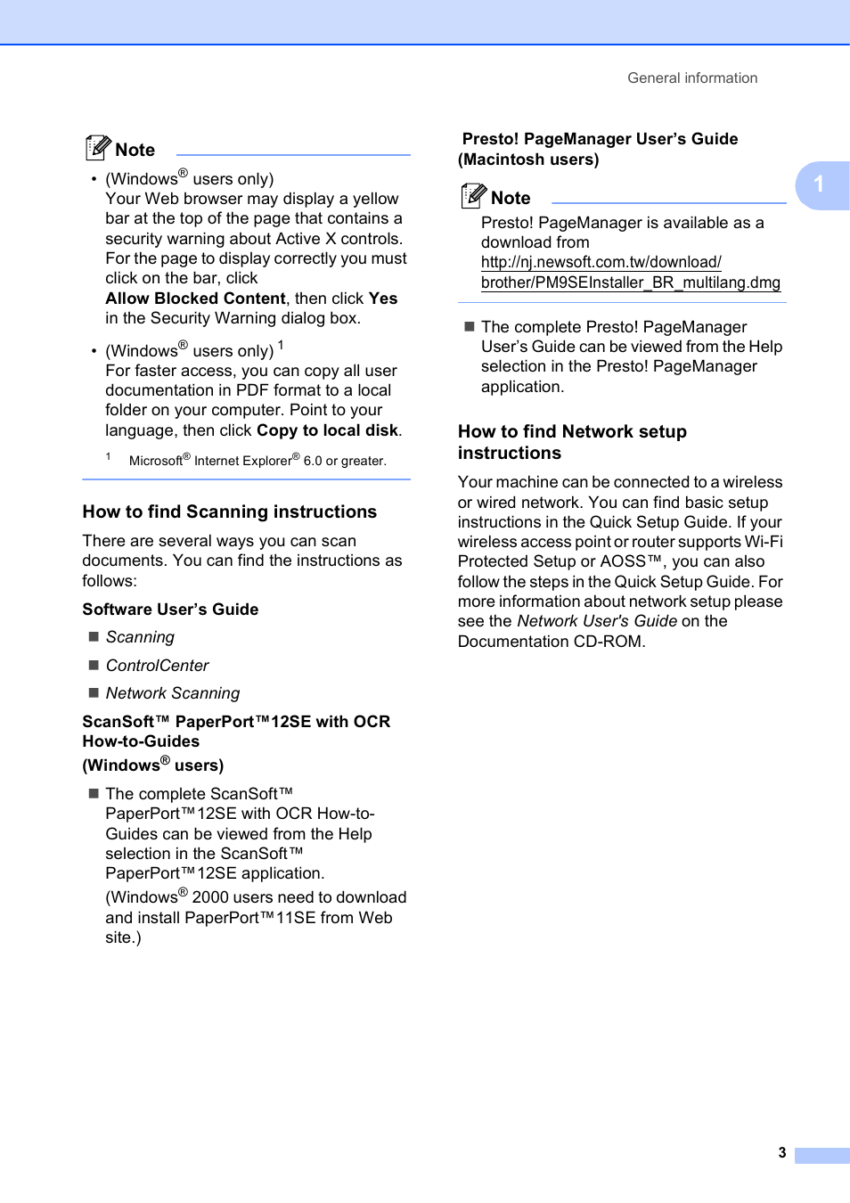 How to find scanning instructions, How to find network setup instructions | Brother MFC J6510DW User Manual | Page 17 / 163