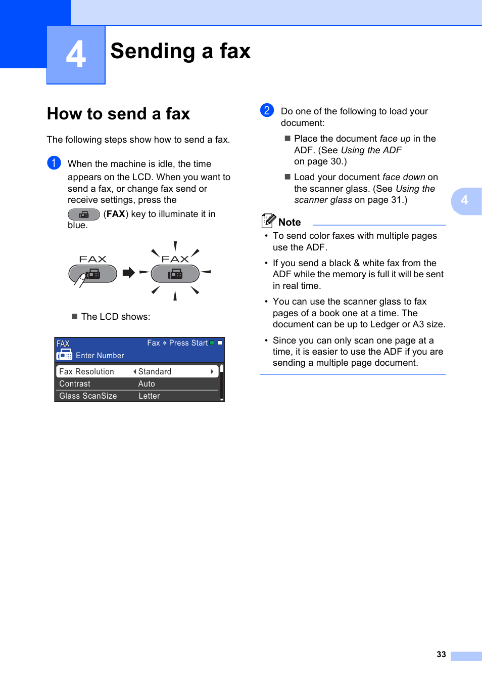 4 sending a fax, How to send a fax, Sending a fax | Brother MFC J6510DW User Manual | Page 47 / 163