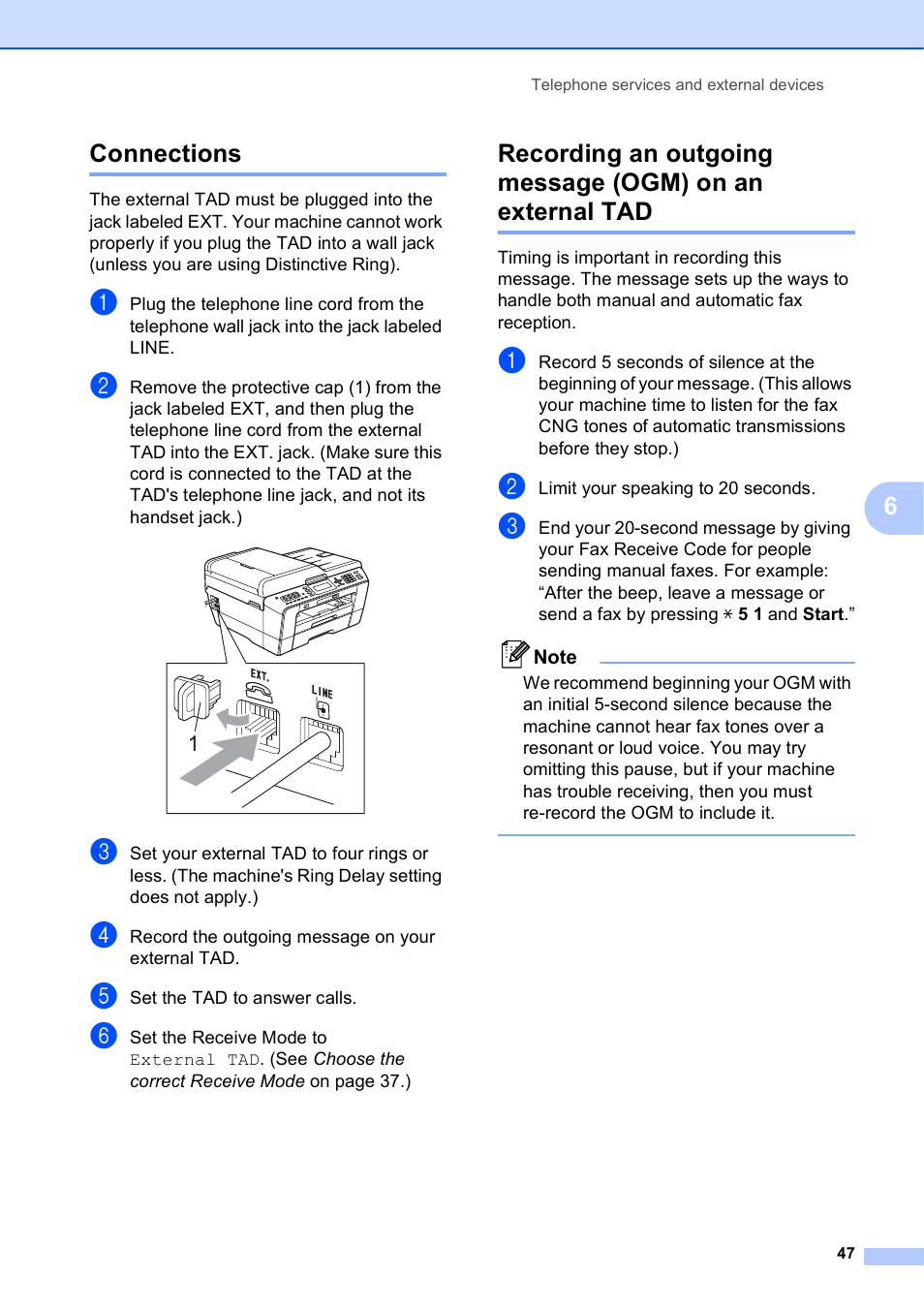 Connections, 6connections | Brother MFC J6510DW User Manual | Page 61 / 163