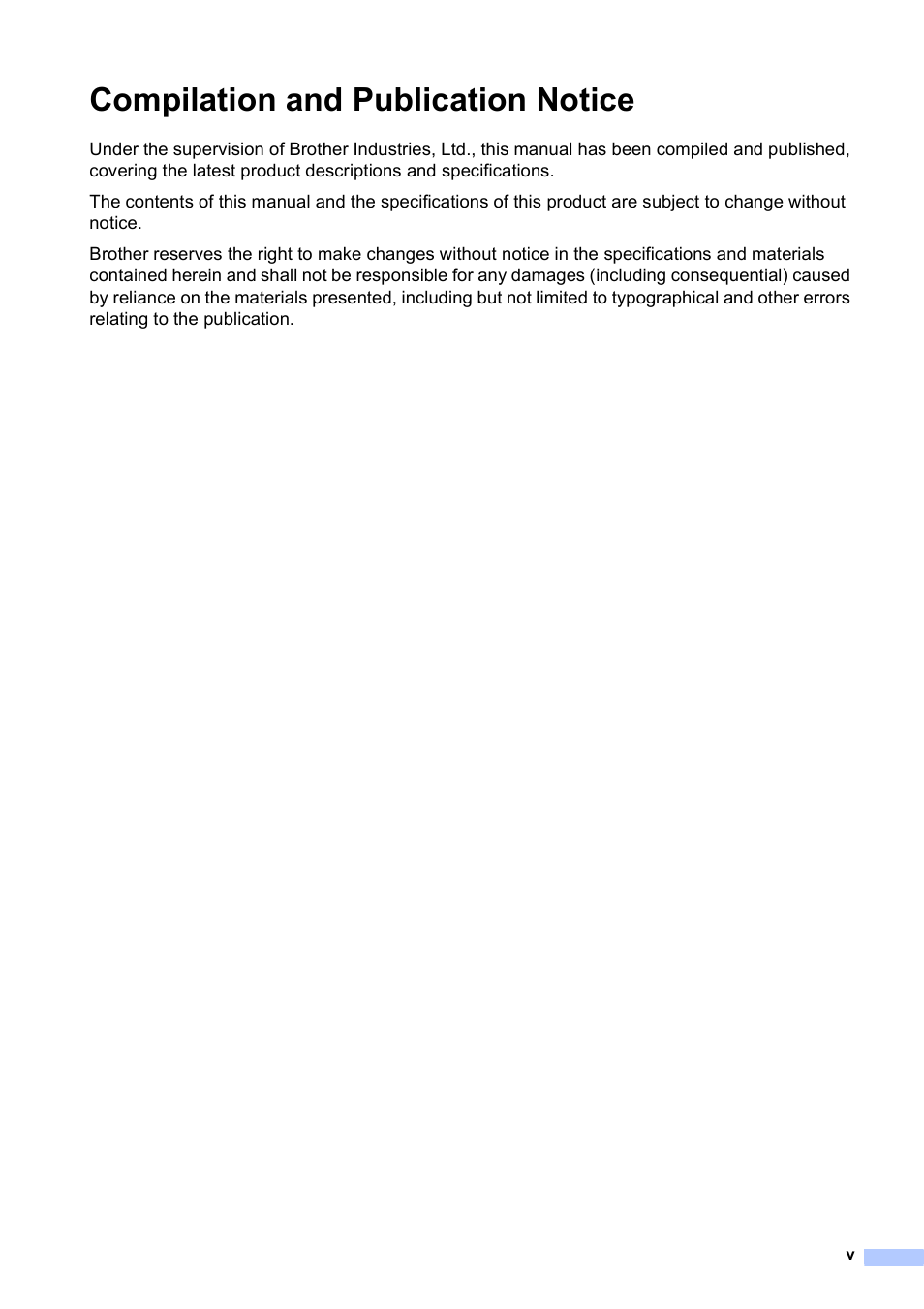 Compilation and publication notice | Brother MFC J6510DW User Manual | Page 7 / 163