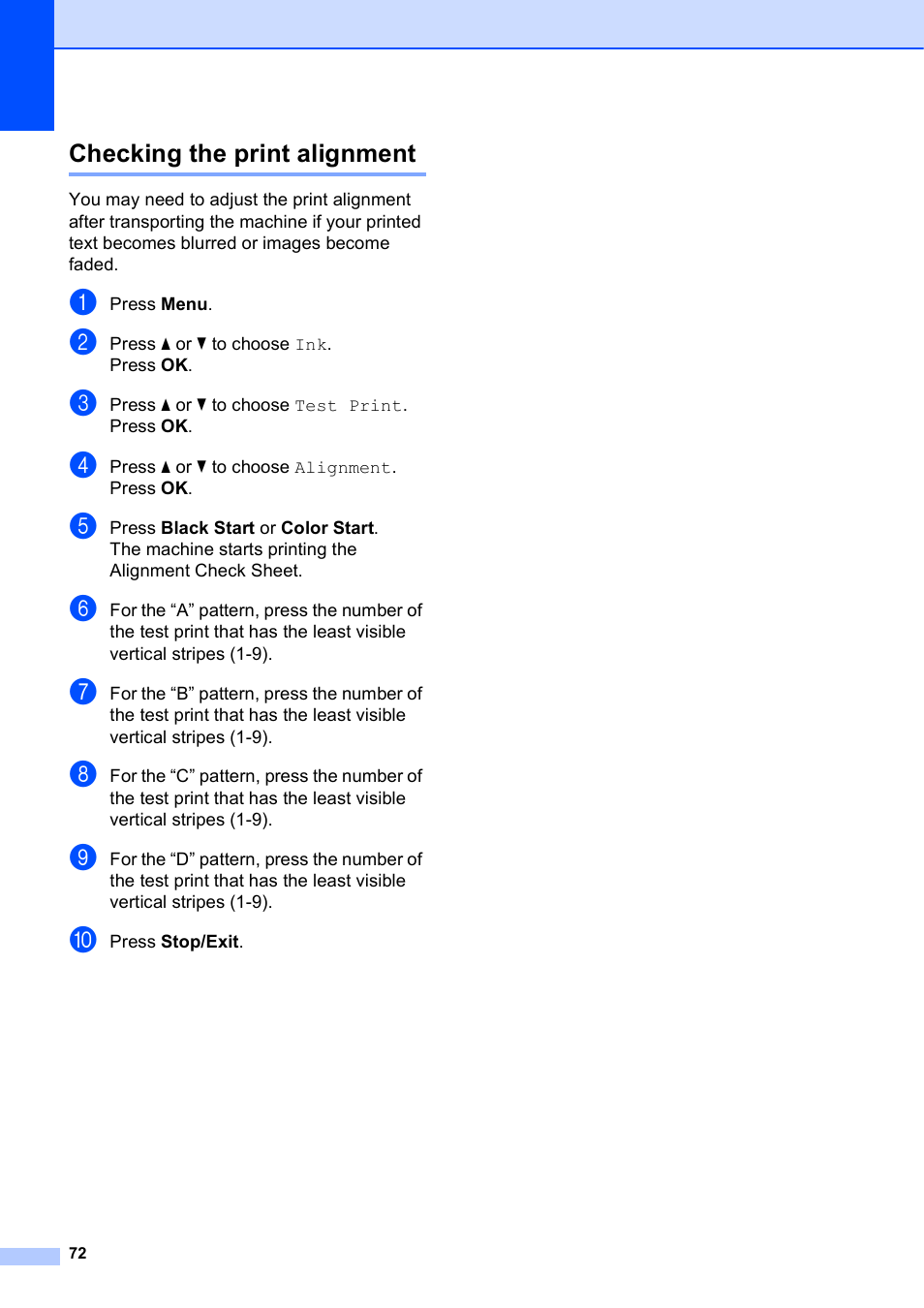 Checking the print alignment | Brother MFC J6510DW User Manual | Page 86 / 163