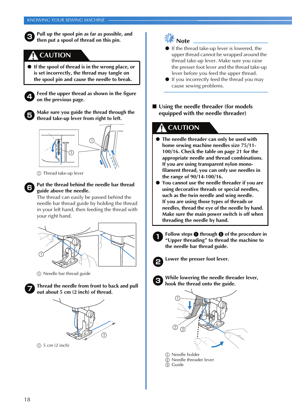 Caution | Brother SQ9050 User Manual | Page 20 / 80