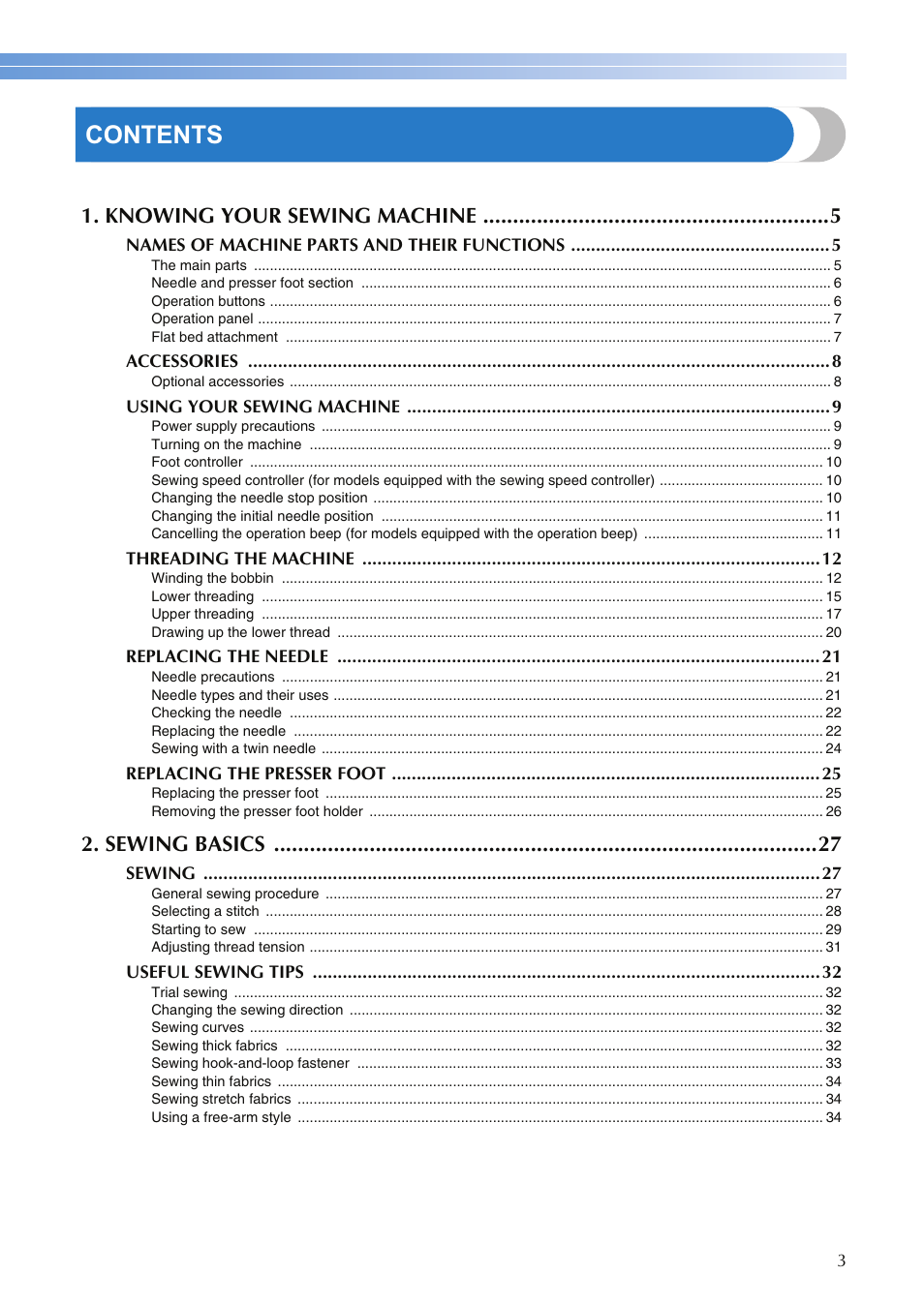 Brother SQ9050 User Manual | Page 5 / 80