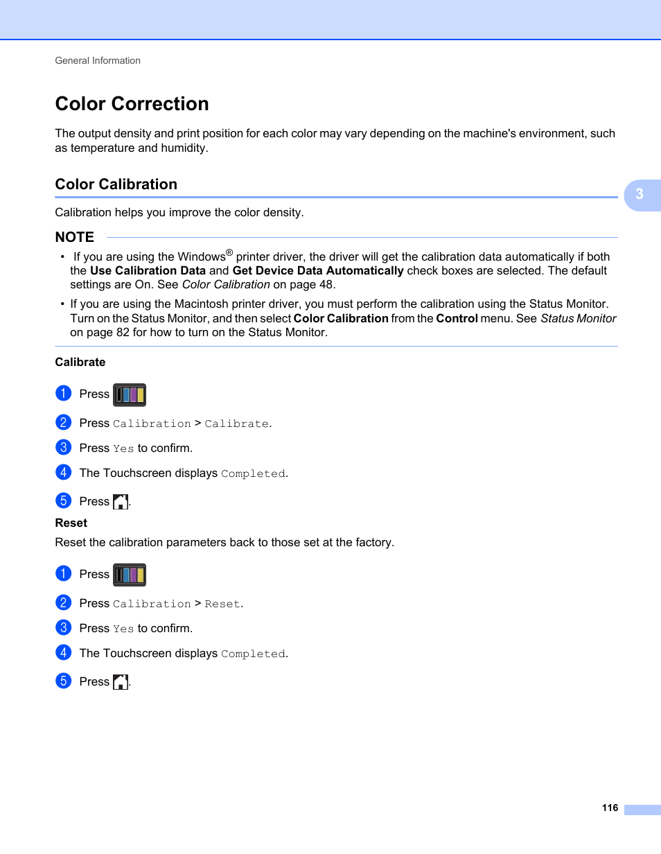 Color correction, Color calibration | Brother HL-L9200CDWT User Manual | Page 123 / 228