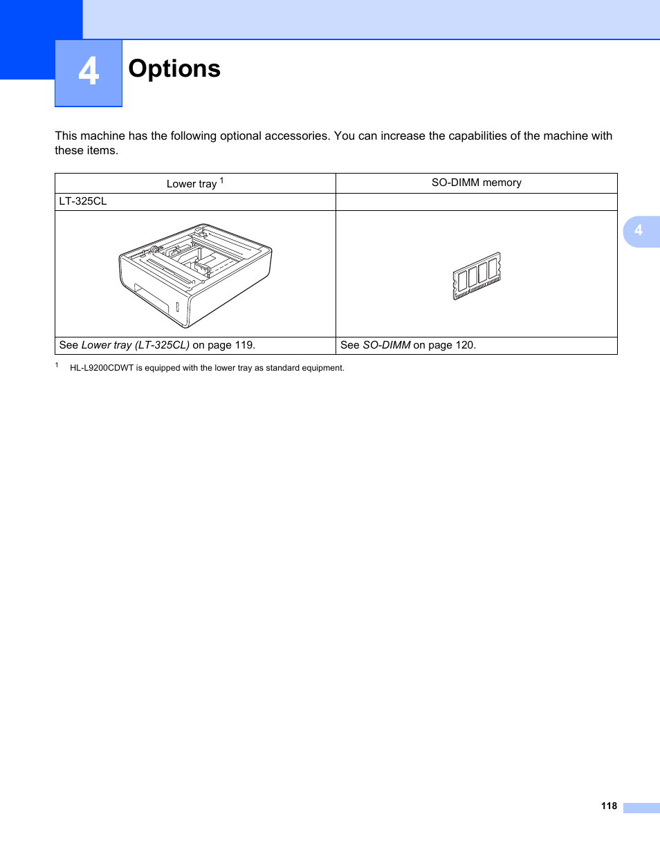 4 options, Options | Brother HL-L9200CDWT User Manual | Page 125 / 228