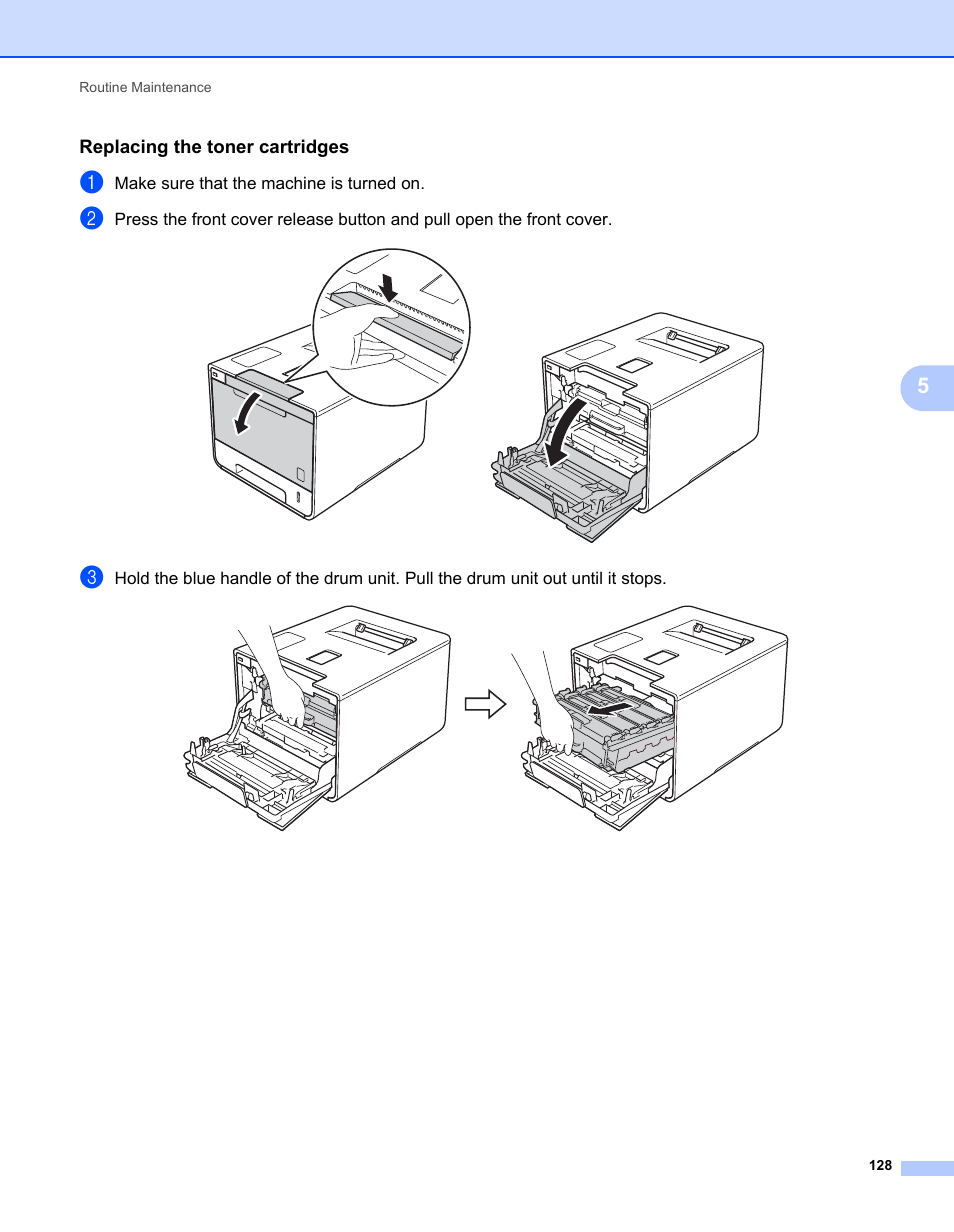 Replacing the toner cartridges | Brother HL-L9200CDWT User Manual | Page 135 / 228