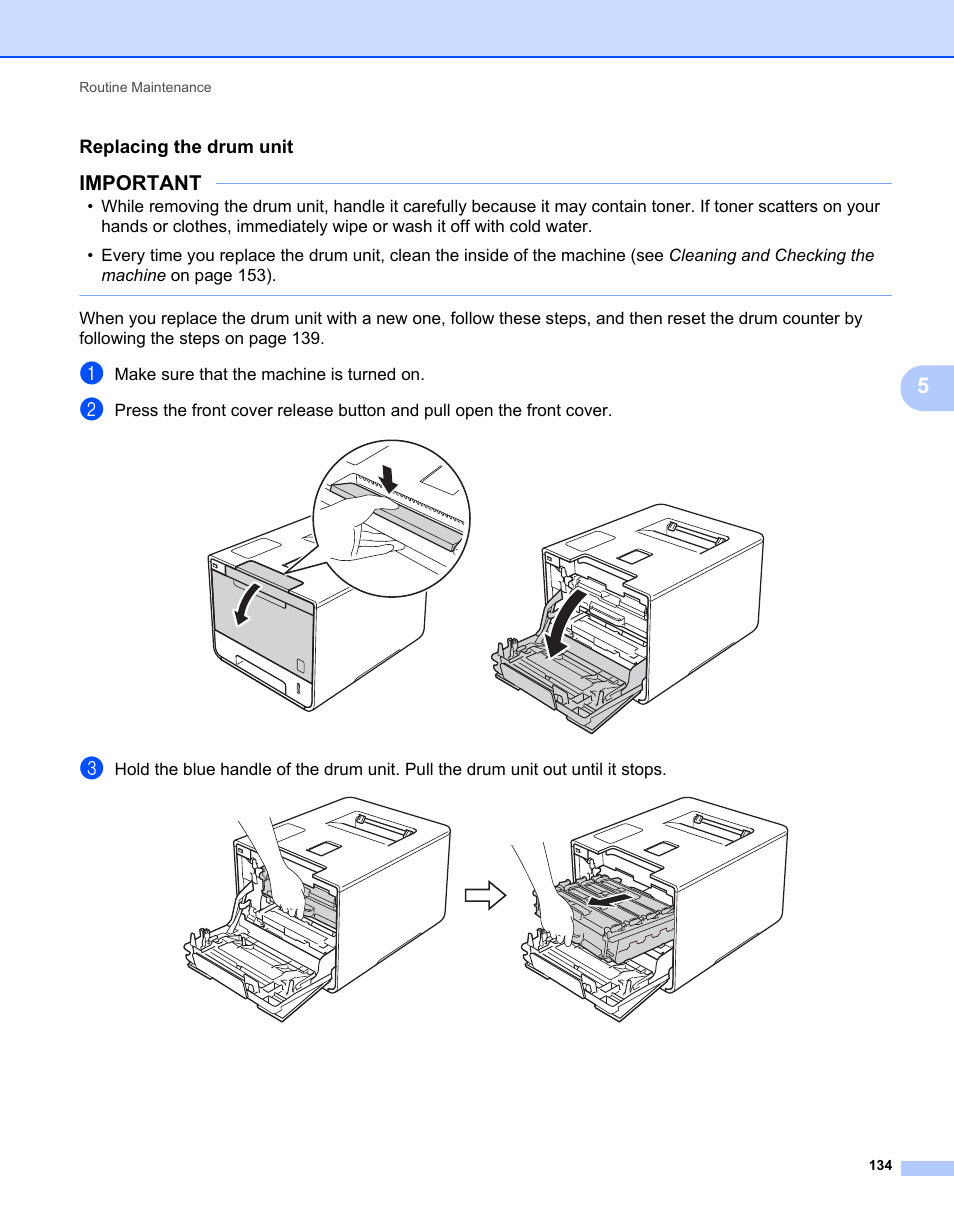 Replacing the drum unit, Important | Brother HL-L9200CDWT User Manual | Page 141 / 228