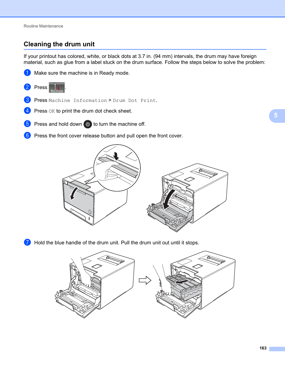 Cleaning the drum unit, 5cleaning the drum unit | Brother HL-L9200CDWT User Manual | Page 170 / 228