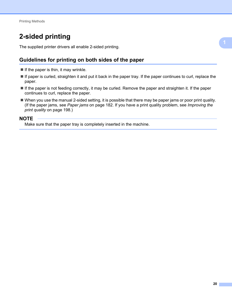 Sided printing, Guidelines for printing on both sides of the paper | Brother HL-L9200CDWT User Manual | Page 27 / 228