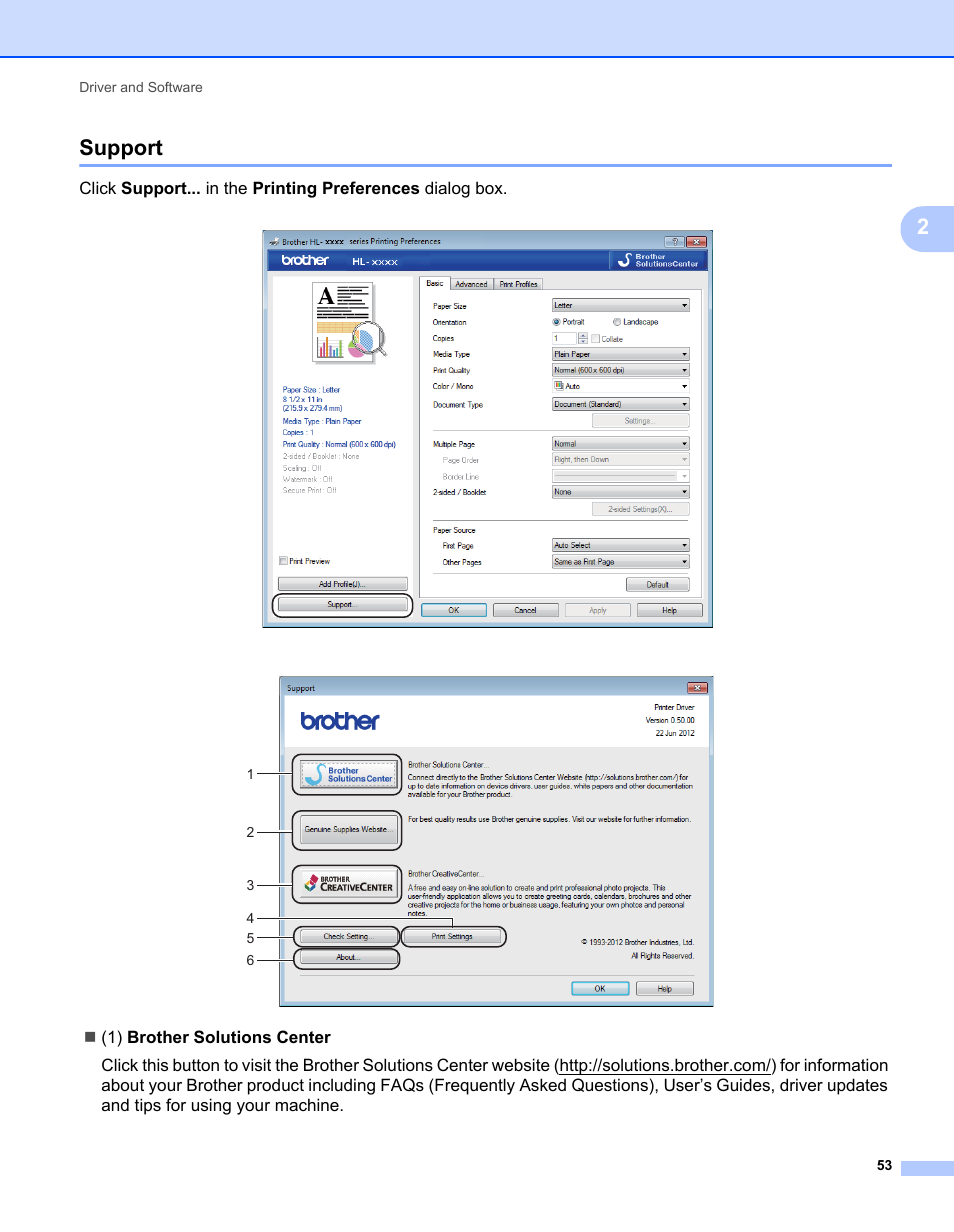 Support, 2support | Brother HL-L9200CDWT User Manual | Page 60 / 228