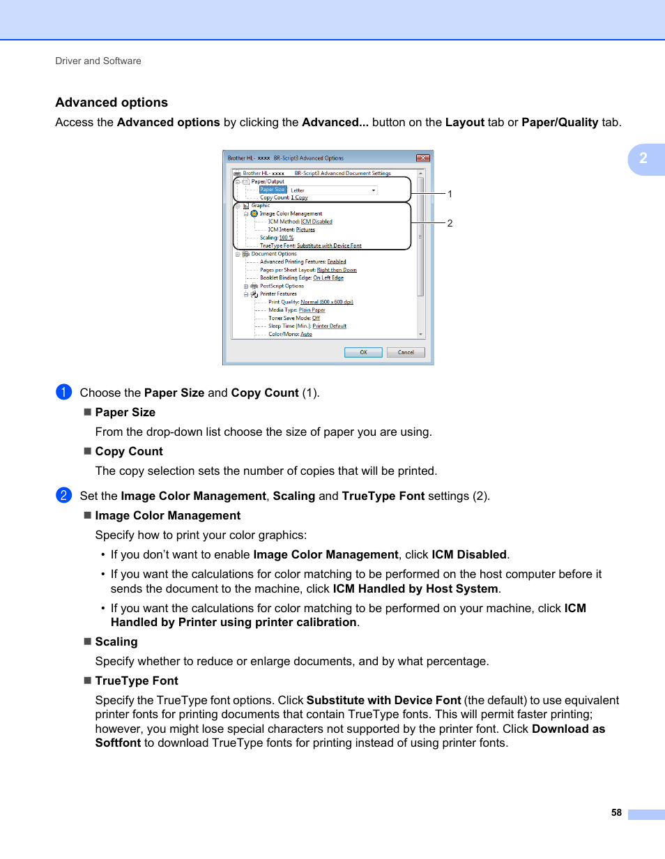 Advanced options | Brother HL-L9200CDWT User Manual | Page 65 / 228