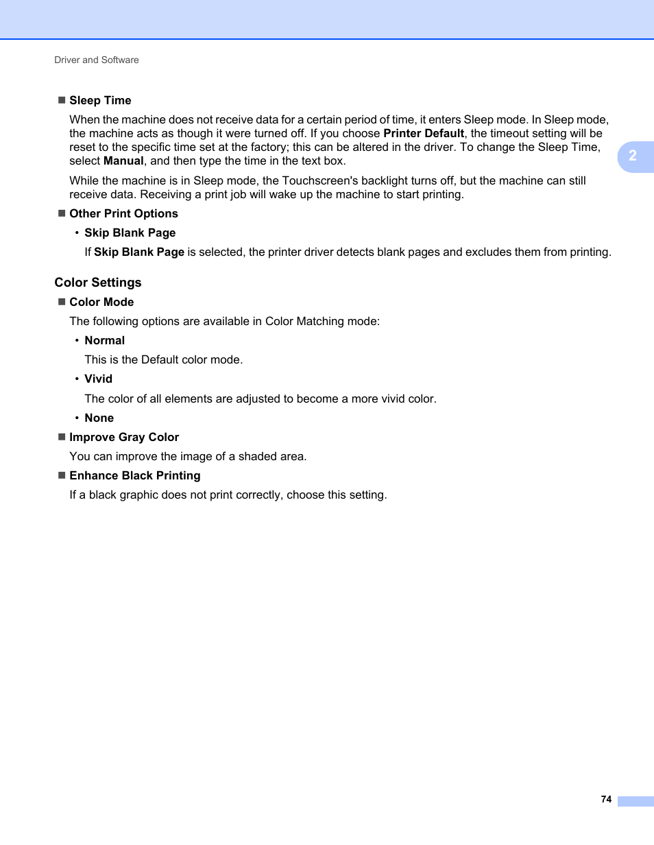 Color settings | Brother HL-L9200CDWT User Manual | Page 81 / 228