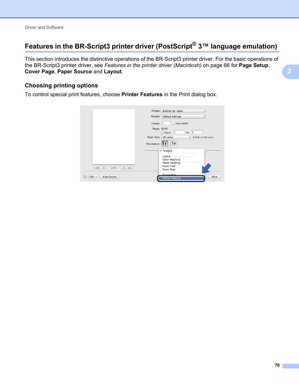 Choosing printing options, 3™ language emulation) | Brother HL-L9200CDWT User Manual | Page 83 / 228