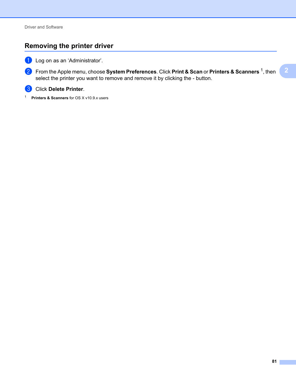 Removing the printer driver, 2removing the printer driver | Brother HL-L9200CDWT User Manual | Page 88 / 228