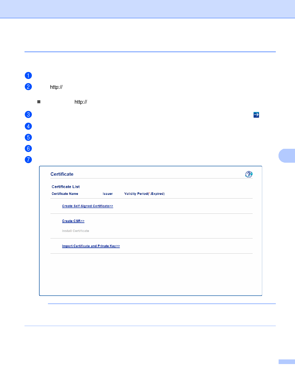 Configure certificate using web based management, 7configure certificate using web based management | Brother MFC-9130CW User Manual | Page 91 / 150