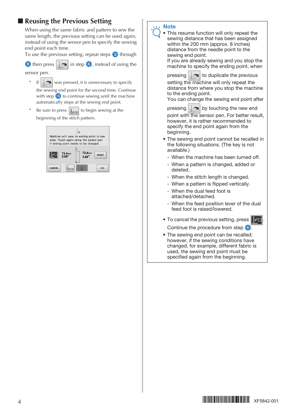 Reusing the previous setting | Brother Innov-is VM6200D User Manual | Page 4 / 4
