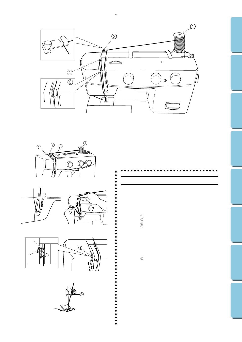 Upper (needle) threading, Ea b c d | Brother XL-5130 5232 5340 User Manual | Page 28 / 77