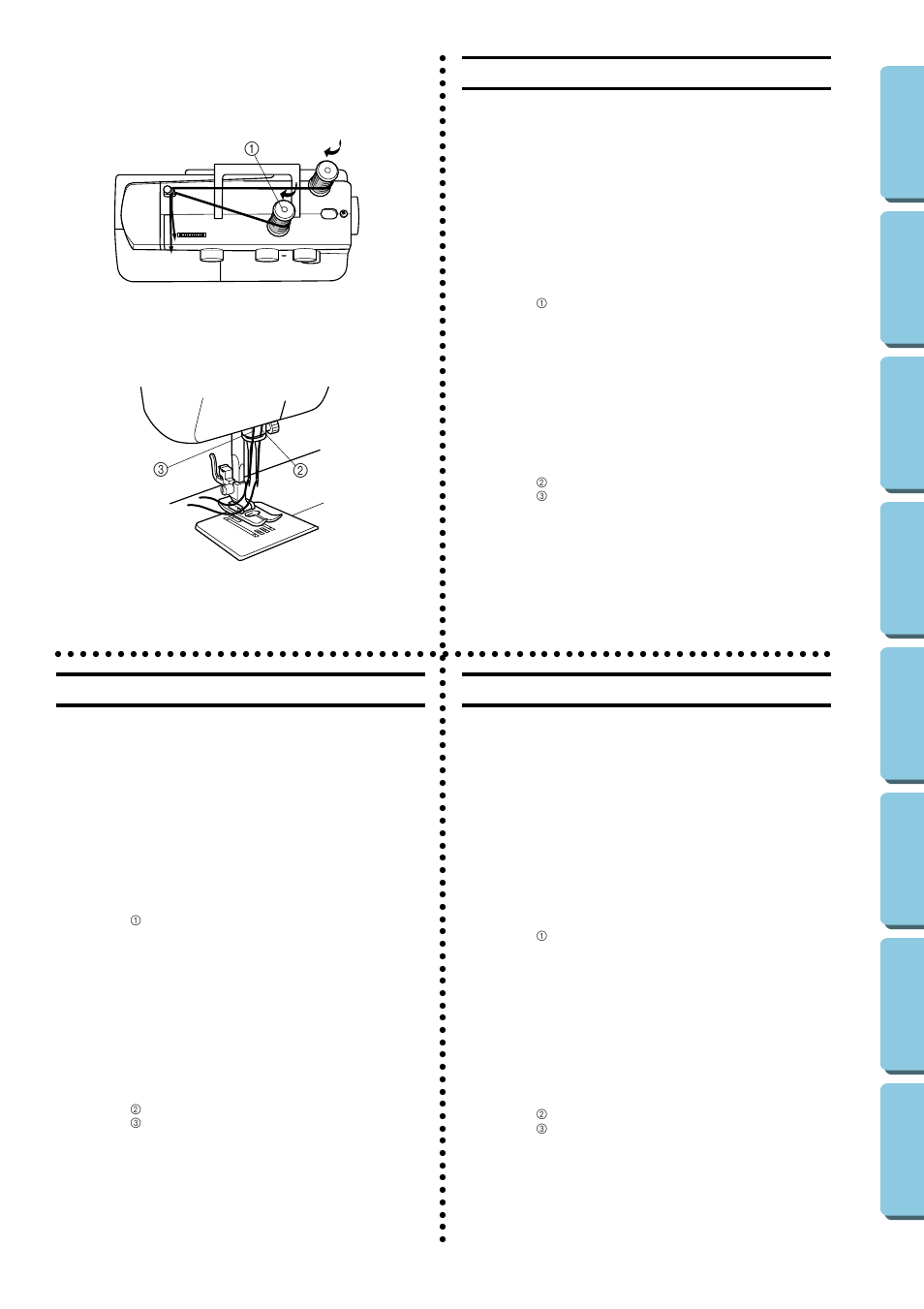 Twin-needle sewing, Costura con aguja doble, Couture avvec l’aiguille jumelée | Brother XL-5130 5232 5340 User Manual | Page 34 / 77