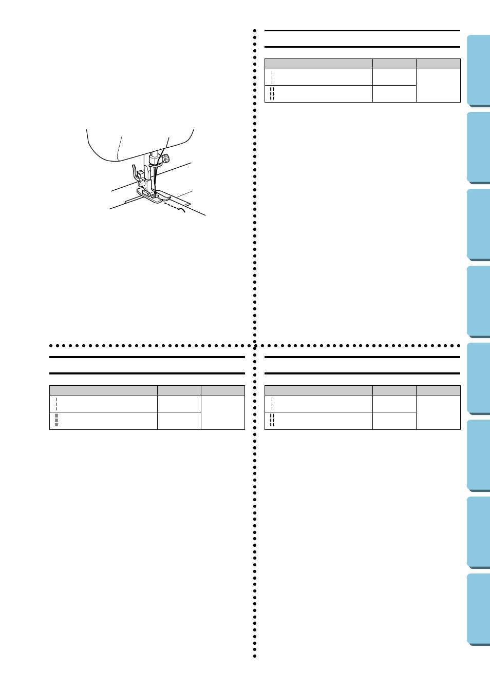 Straight and zigzag stitiching, Straight stitching, Straight and | Zigza, G stitching, Puntadas rectas, Point droit | Brother XL-5130 5232 5340 User Manual | Page 39 / 77