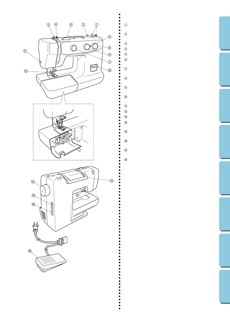 Knowing your sewing machine, Principal parts, Wing y | Sewing ma, Chine | Brother XL-5130 5232 5340 User Manual | Page 9 / 77