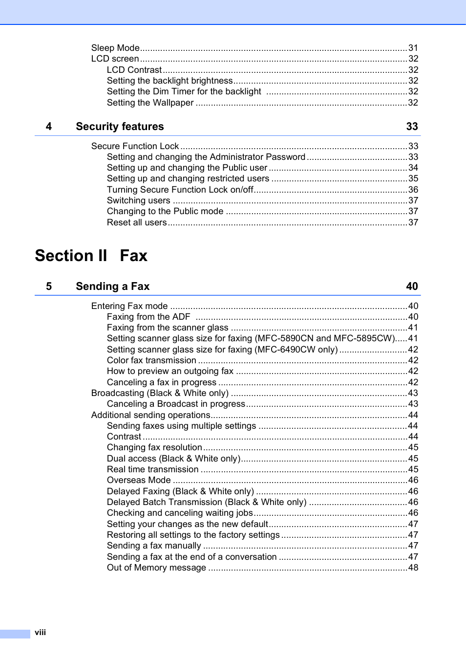 Brother MFC-5895CW User Manual | Page 10 / 247