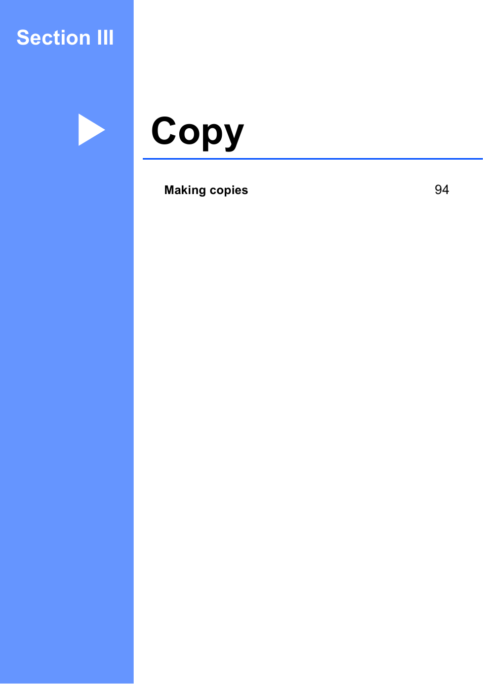 Section iii: copy, Section iii copy, Copy | Brother MFC-5895CW User Manual | Page 109 / 247