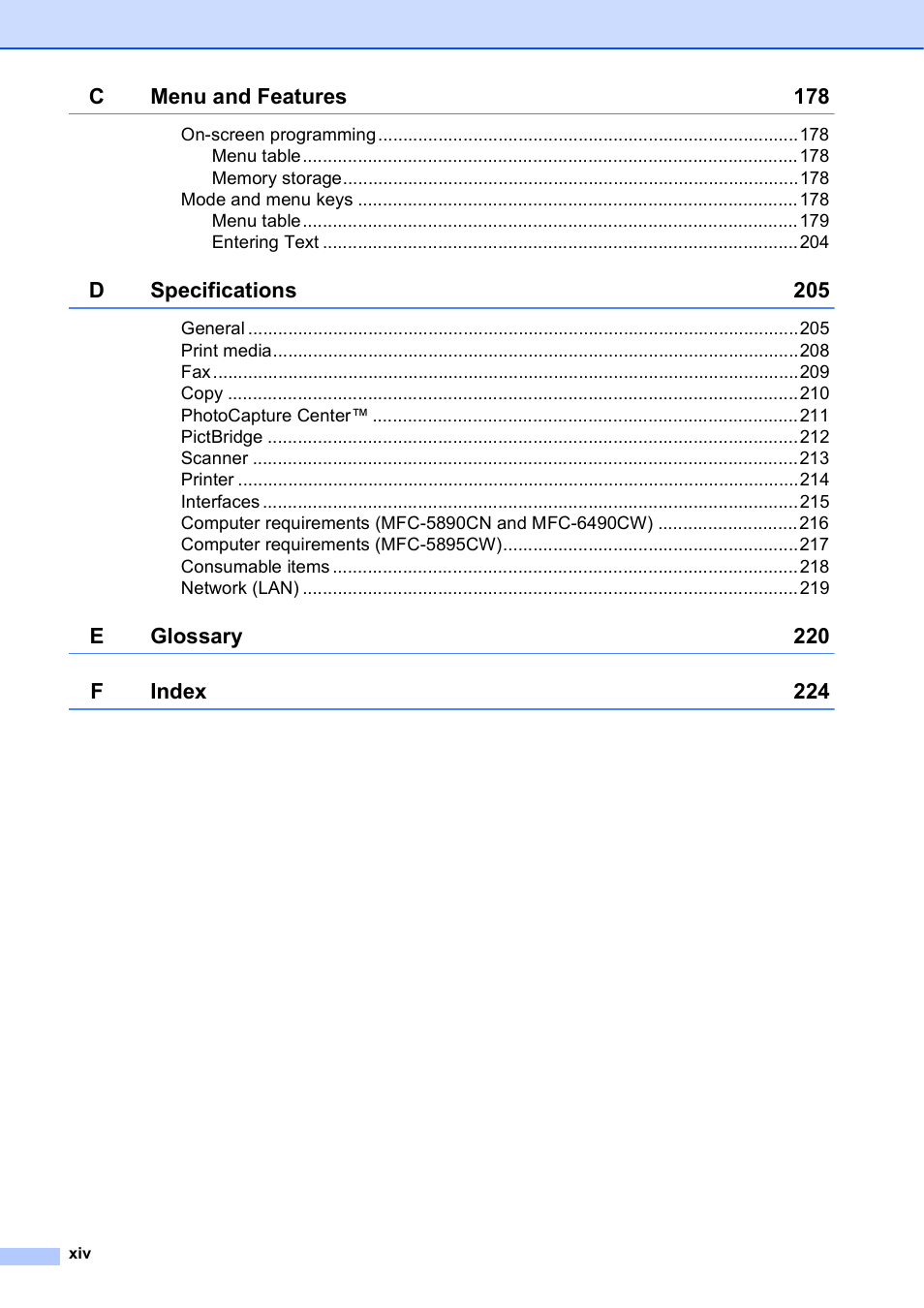 Brother MFC-5895CW User Manual | Page 16 / 247