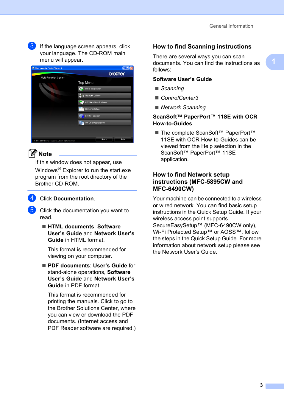 How to find scanning instructions | Brother MFC-5895CW User Manual | Page 19 / 247