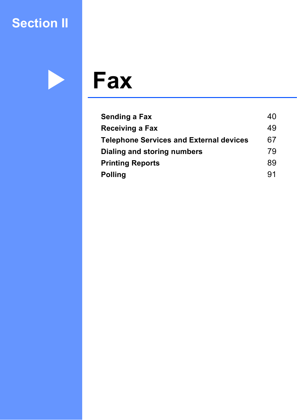 Section ii: fax, Section ii fax | Brother MFC-5895CW User Manual | Page 55 / 247