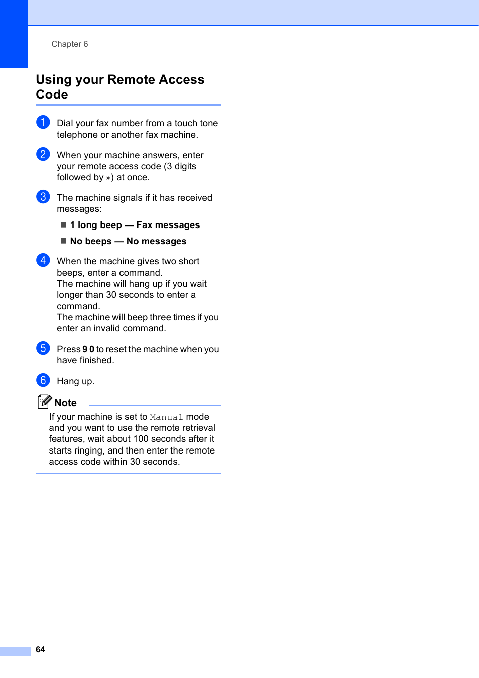 Using your remote access code | Brother MFC-5895CW User Manual | Page 80 / 247