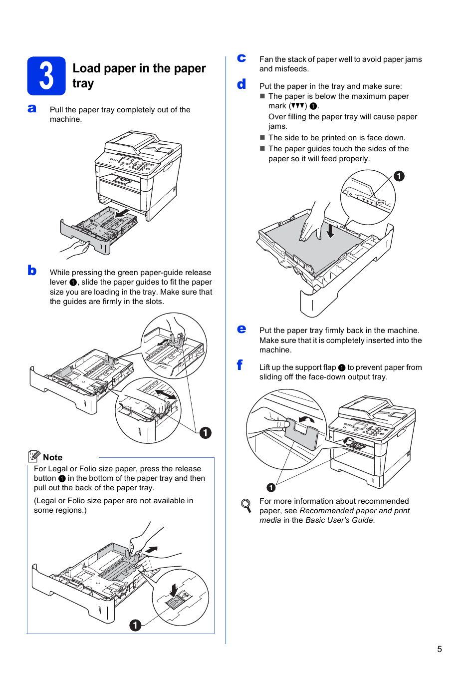 3 load paper in the paper tray, Load paper in the paper tray | Brother DCP-8155DN User Manual | Page 5 / 22
