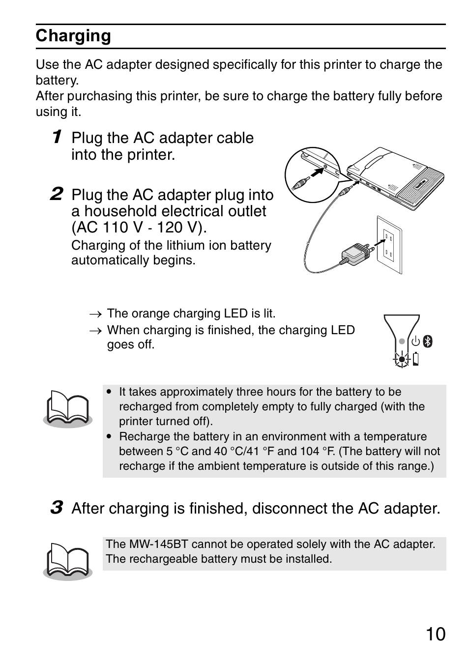 Charging | Brother MW-145BT User Manual | Page 11 / 16